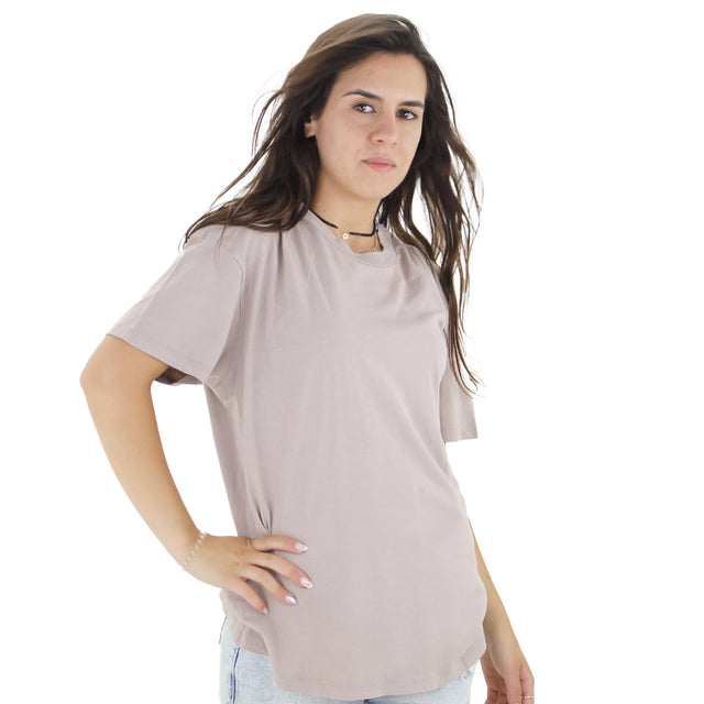 Image for Women's Solid Short Sleeve Oversize Top,Beige