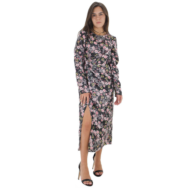 Image for Women's Floral Satin Long Dress With Split,Multi