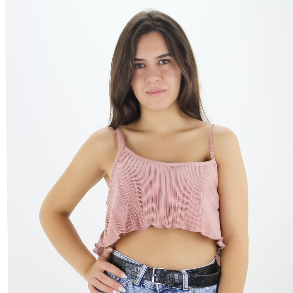 Image for Women's Ribbed Crop Top,Nude