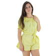 Image for Women's Belted Short Sleeve Jumpsuit,Yellow