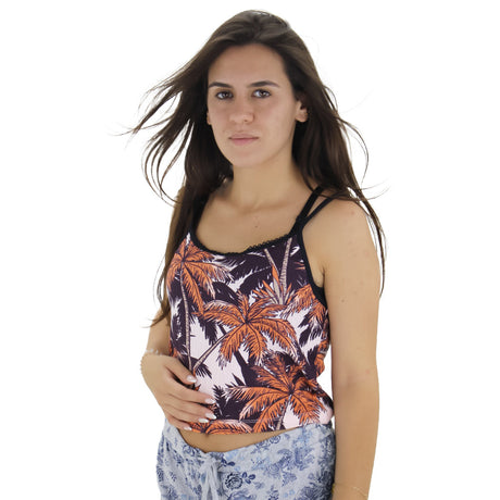Image for Women's Palms Print Slim Fit Crop Top,Multi