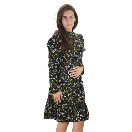 Image for Women's Floral Ruffle Hem Dress,Black