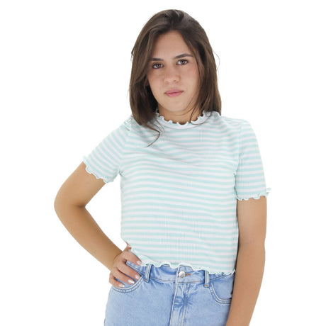 Image for Women's Striped Crop Top,Green/White