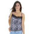 Image for Women's Leopard Print Lace Trim Top,Multi