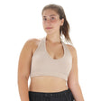 Image for Women's Ribbed Halter Neck Open Back Crop Top,Beige