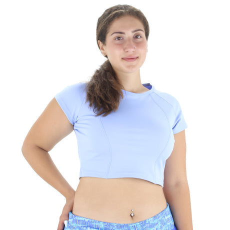 Image for Women's Short Sleeve Sport Crop Top,Blue