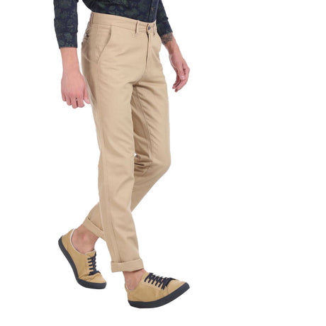 Image for Men's Slim Fit Solid Formal Pant,Beige