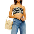 Image for Women's Floral Tie Back Crop Top,Black