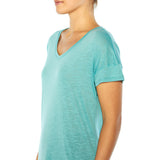 Image for Women's V-Neck Open Back T-Shirt,Aqua