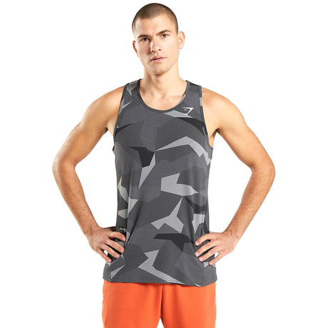 Image for Men's Printed Sleeveless Sport Top,Dark Grey