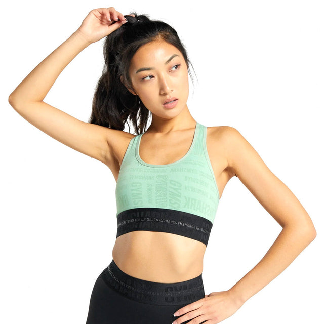 Image for Women's Name Brand Print Sport Bra,Light Green