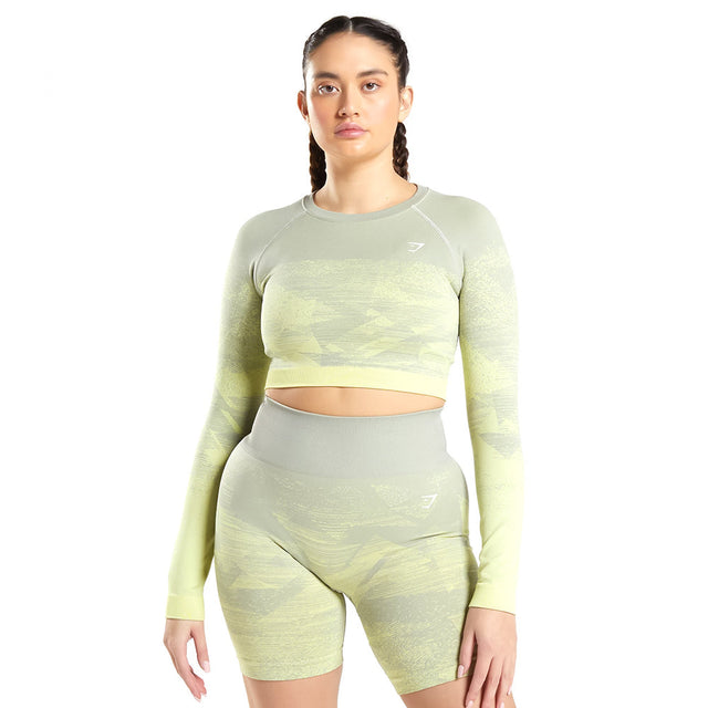 Image for Women's Printed Long Sleeve Sport Top,Yellow