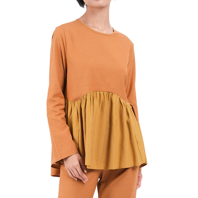 Image for Women's Ruffle Hem Top,Tan