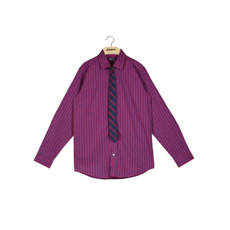 Image for Kids Boy Checked Dress Shirt With stripe Tie,Multi