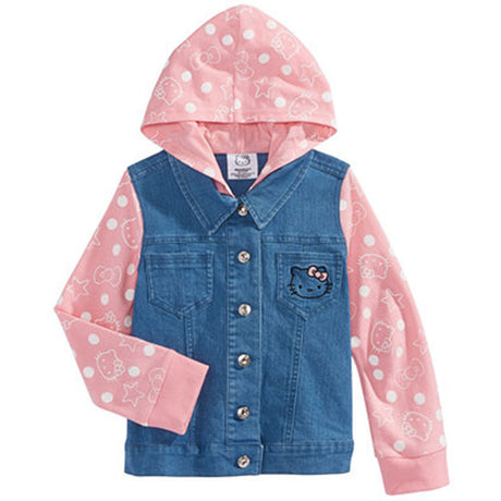 Image for Kids Girl Hooded Denim Jacket,Pink/Blue