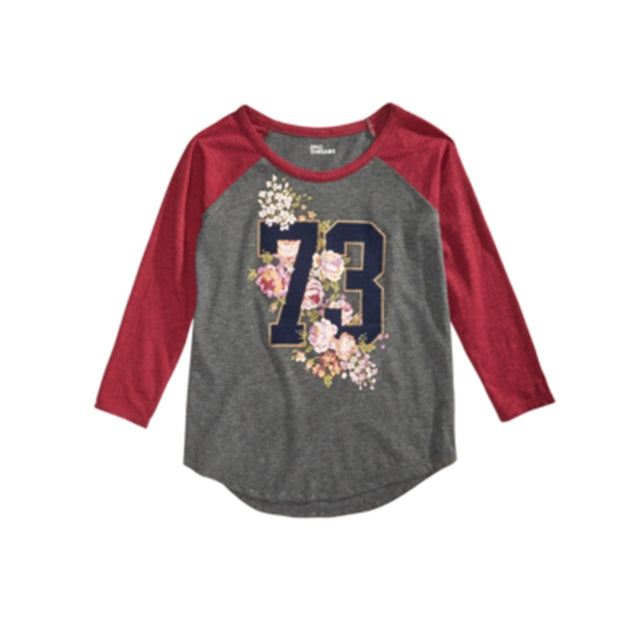 Image for Kids Girl Color Block Floral Top,Grey