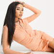 Image for Women's Ruched Front Mini Shirt Dress,Orange
