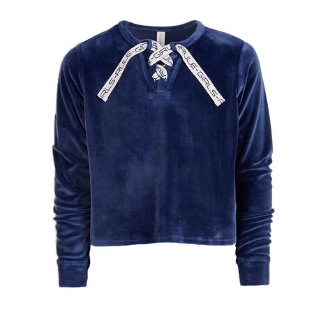 Image for Kids Girl Lace-Up Velour Sweatshirt,Navy