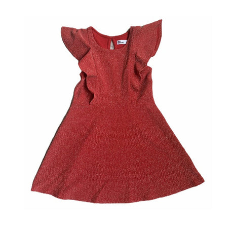 Image for Kids Girl Mettalic Flutter Dress,Red