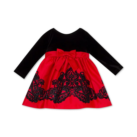 Image for Kids Girl Velvet Dress,Black/Red