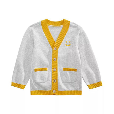 Image for Kids Boy Smiley-Face Cardigan,Grey/Yellow