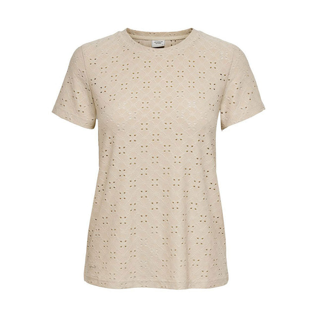 Image for Women's Embroidered Short Sleeve Top,Beige