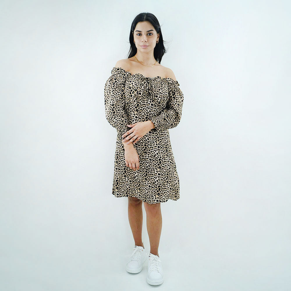 Image for Women's Tiger Printed Dress,Light Brown