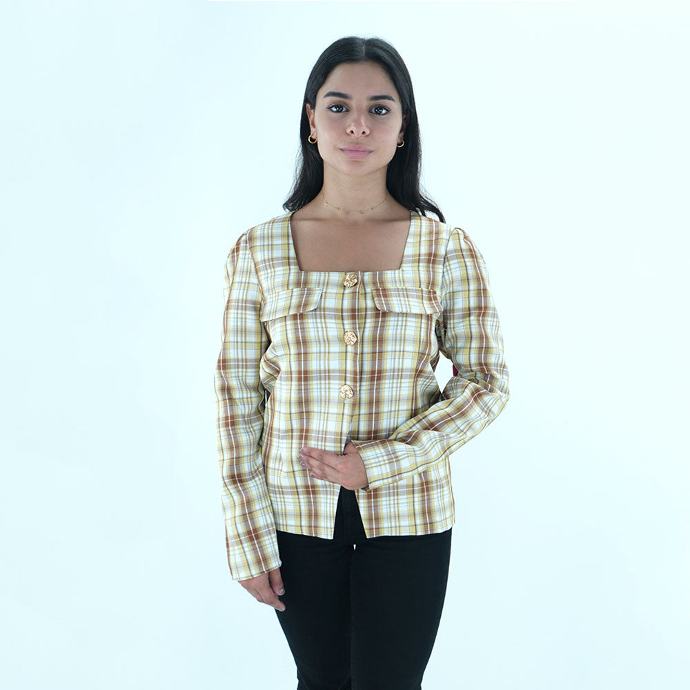 Image for Women's Plaid Striped Top,Multi