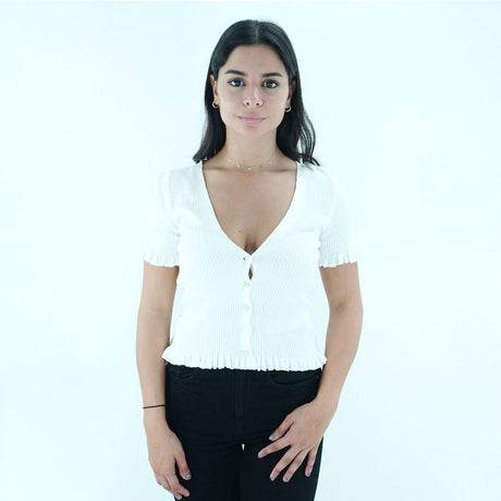 Image for Women's Ribbed Plain Top,White