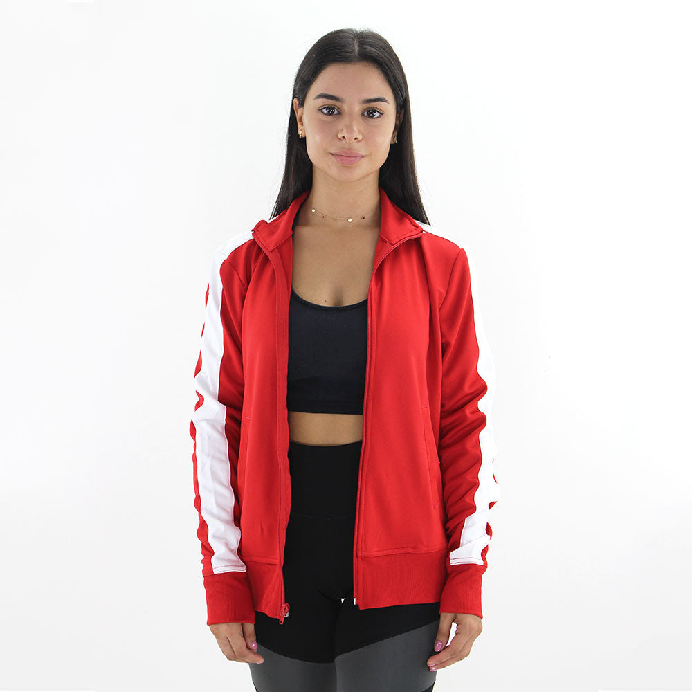 Red track hot sale jacket women's