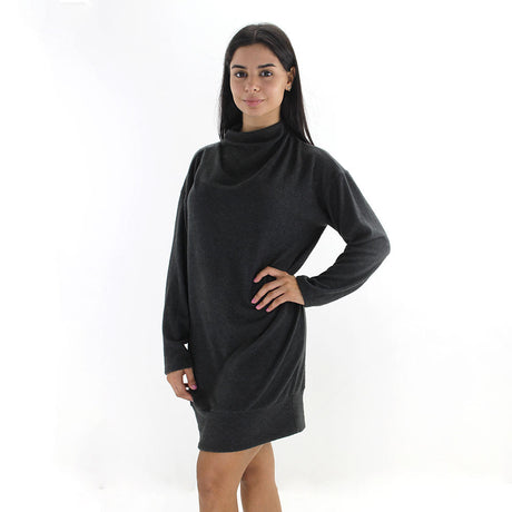 Image for Women's Plain Solid Regular Fit Dress,Dark Grey