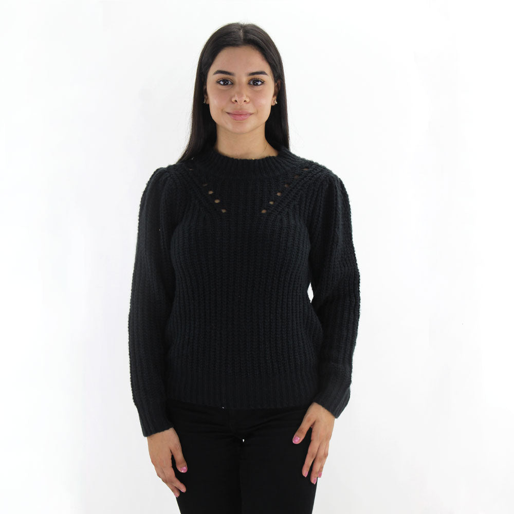 Image for Women's Knitted Fleece Top,Black