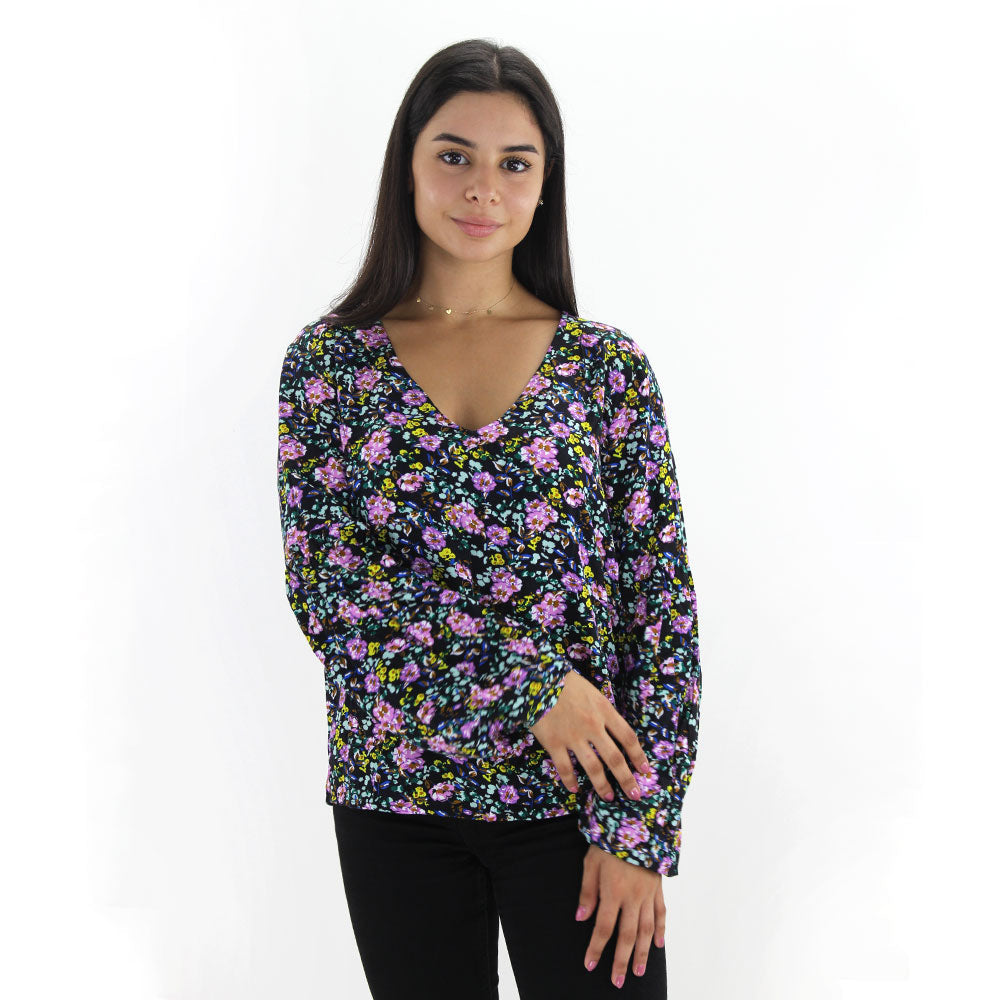 Image for Women's Floral V-Neck Top,Multi