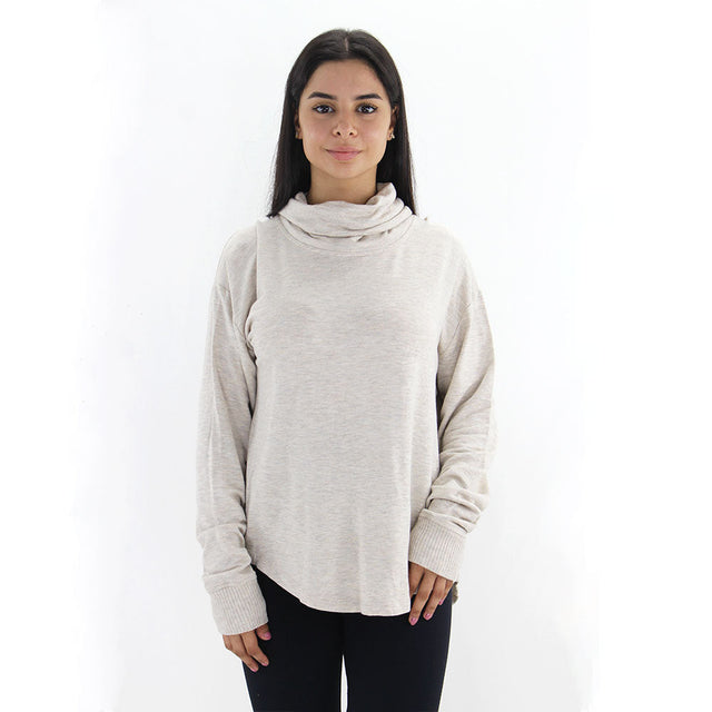 Image for Women's Turte Neck Washed Sweatshirt,Beige