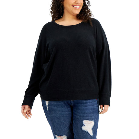 Image for Women's Slit-Back Fleece Top,Black