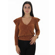 Image for Women's V-Neck Glitter Top,Brown