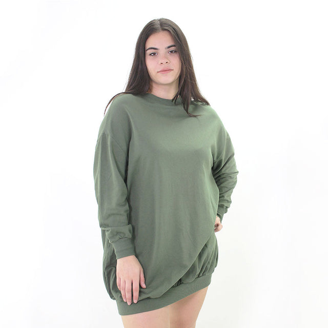 Image for Women's Solid Oversize Sweatshirt Dress,Olive