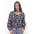 Image for Women's All Over floral V-Neck Top,Black