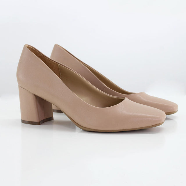 Image for Women's Square Toe Block Heel Pumps,Beige