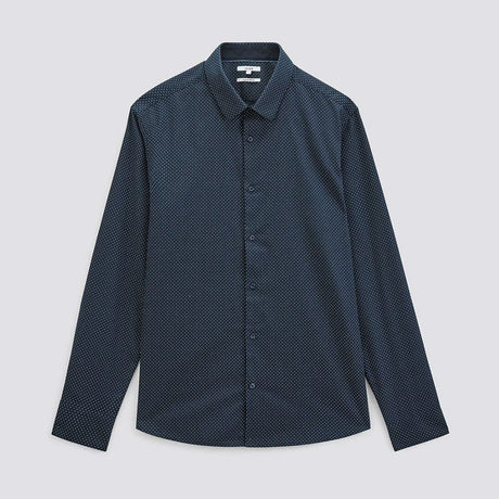 Image for Men's Slim Fit Digital-Print Dress Shirt,Navy