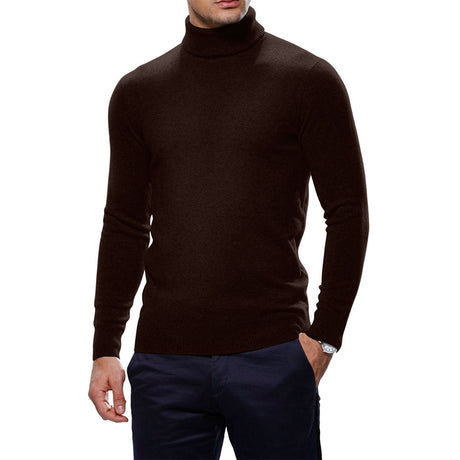 Image for Men's Turtle Neck Wool Sweater,Dark Brown
