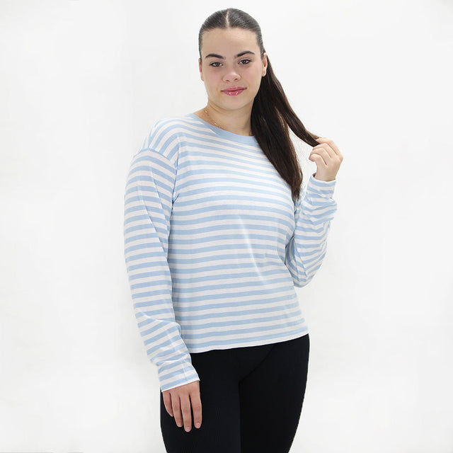 Image for Women's Striped Casual Top,Blue/White