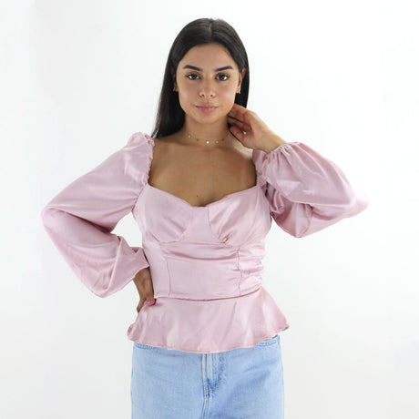 Image for Women's Satin Ties-Back Top,Pink