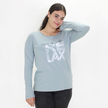 Image for Women's Graphic Long Sleeve Top,Mint Green