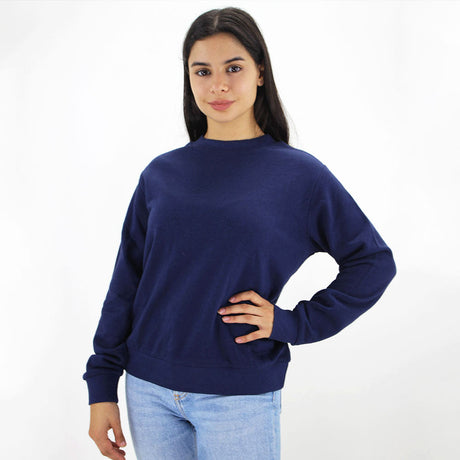 Image for Women's Plain Solid Sweater,Navy