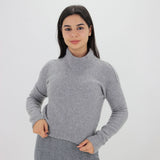 Image for Women's Plain Solid Wool Crop Top,Grey