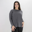 Image for Women's Striped Casual Top,Dark Grey