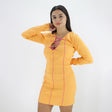 Image for Women's Slim Fit Ribbed Dress,Orange