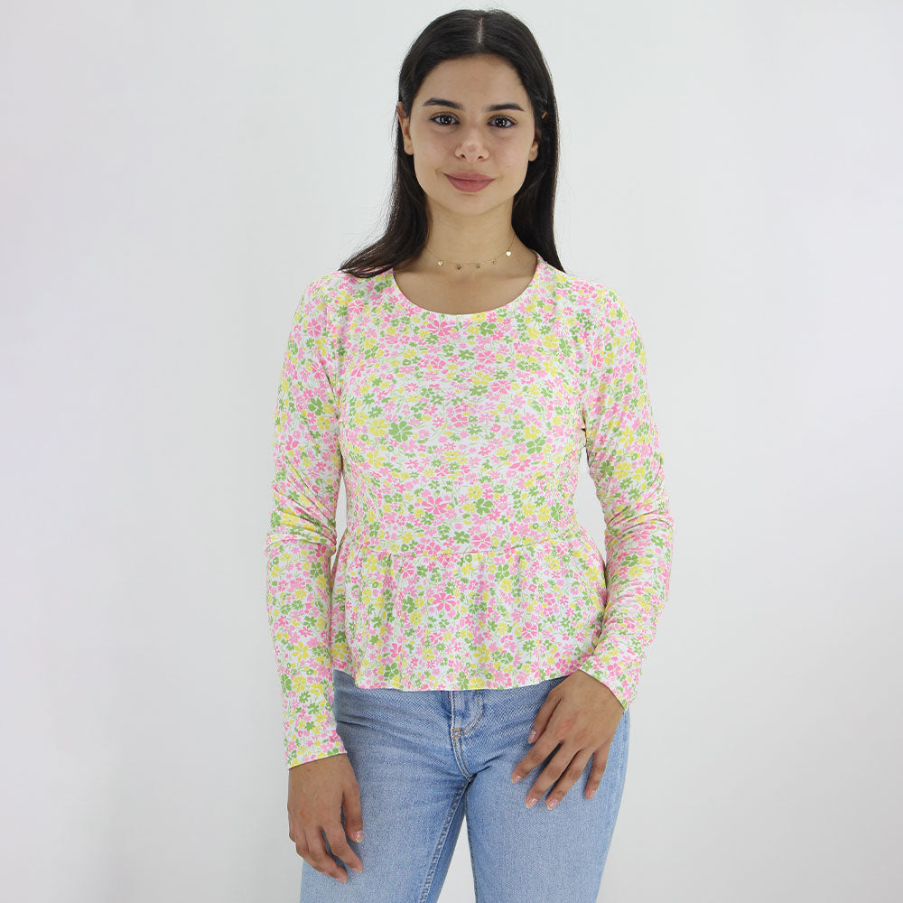 Image for Women's Floral Printed Casual Top,White