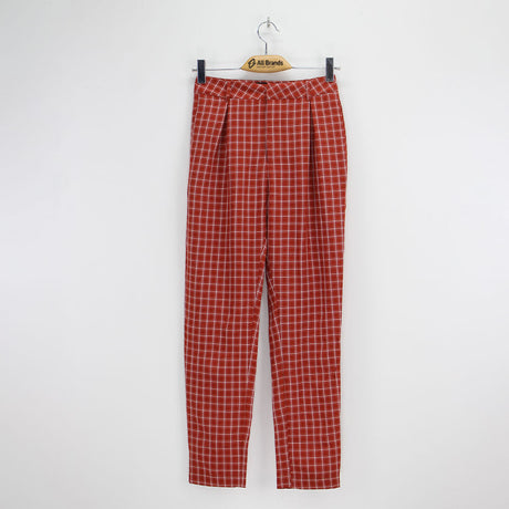 Image for Women's High rise Plaid Classic Pant,Brick